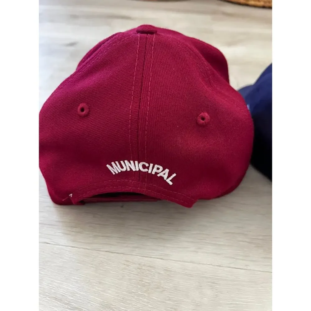 Municipal Lot of 3 Snapback Cap Adjustable Flat Brim Hats Navy Red Pink
